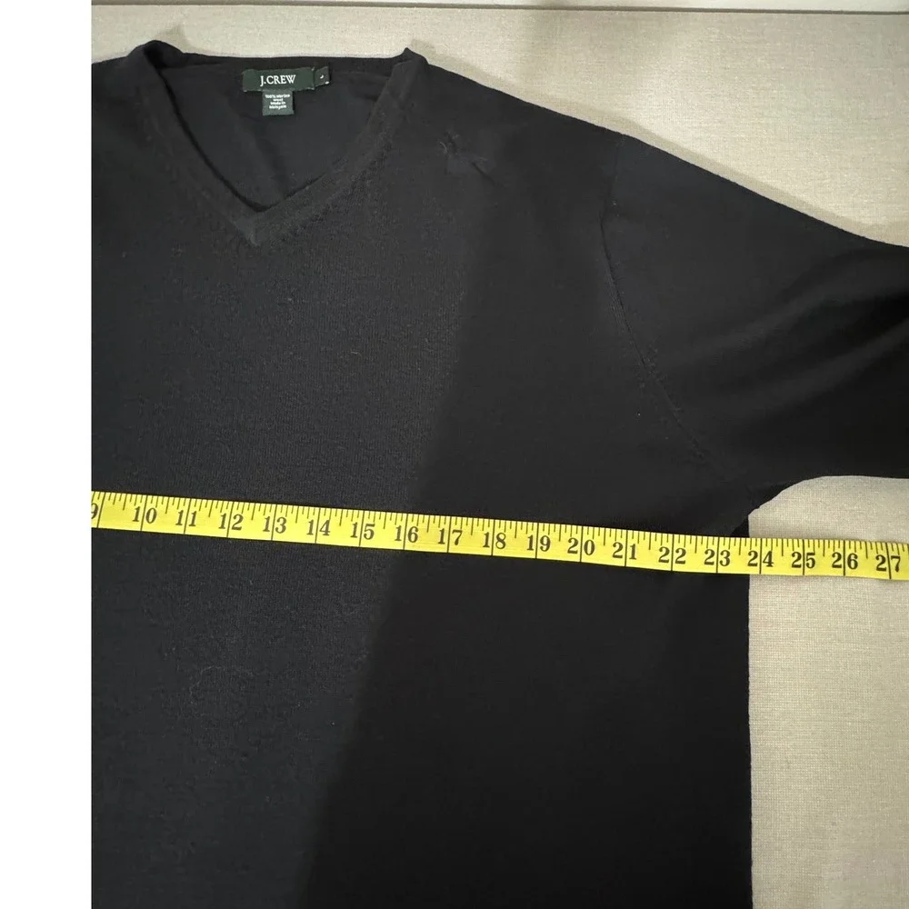 Vintage J. Crew‎ V-Neck Merino Wool Sweater Mens Large Black